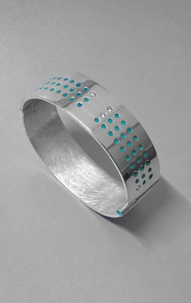 Dotted Date armband met datum in code turkoois